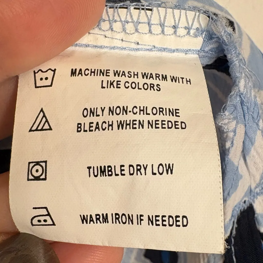 Vintage Donnkenny Geometric Print Button Up Top 90s Mod Retro Petite Small Blue Size undefined - Image 5