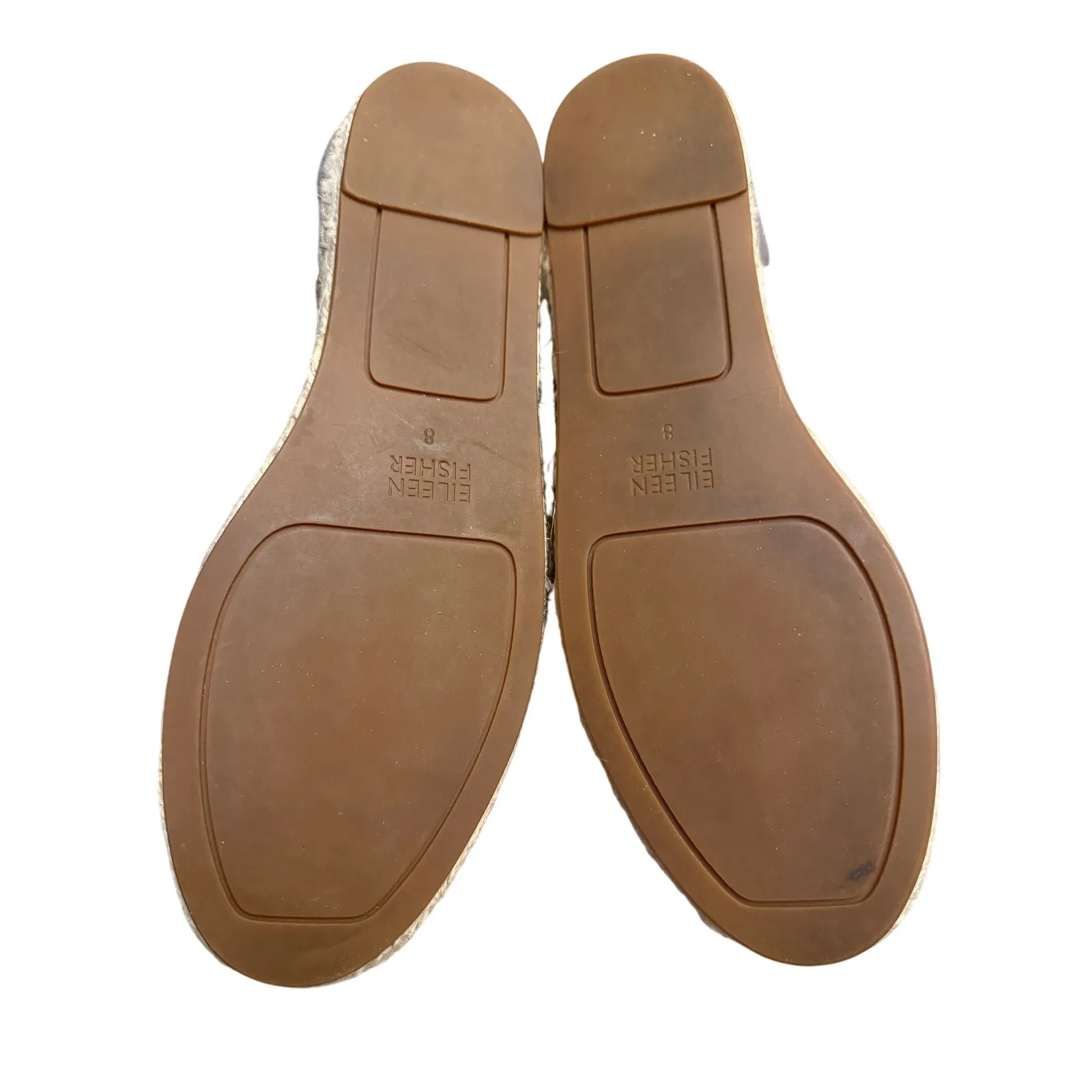 Eileen Fisher Lee Metallic Suede Espadrille Flat Women’s Sz 8 Platinum Jute Shoe - Image 7