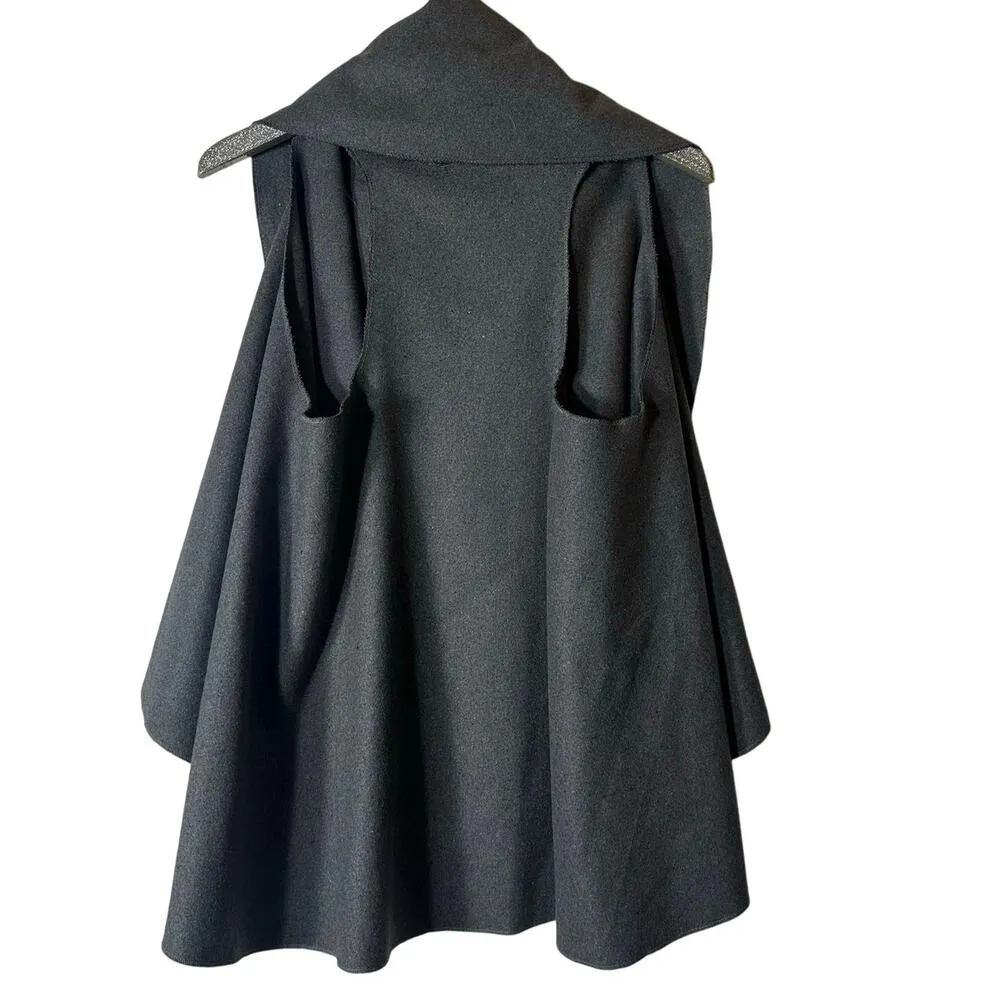 Hipster Row Acrylic Wool Blend Drape Vest Gray Size M - Image 2