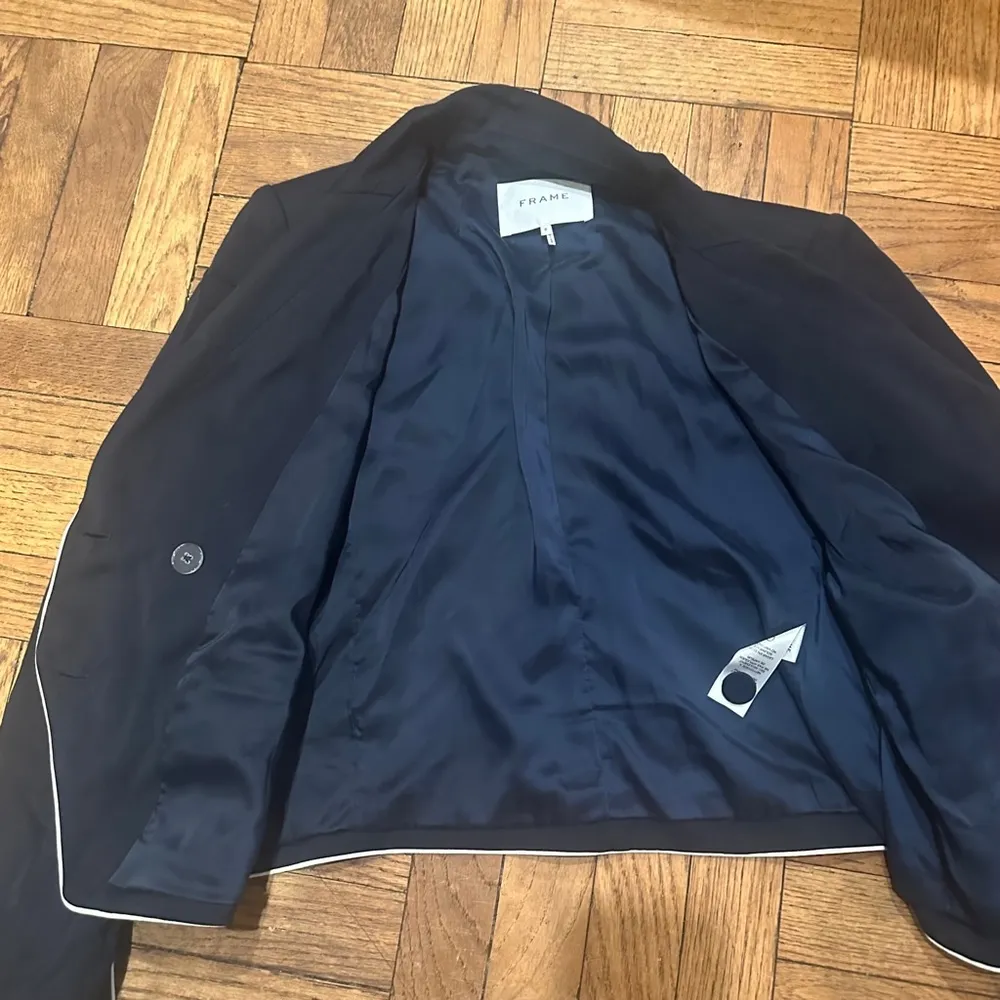 Frame Double Breasted Contrast Pipe Slit Sleeve Suit Jacket Size 8 Sewing Needed - Image 8