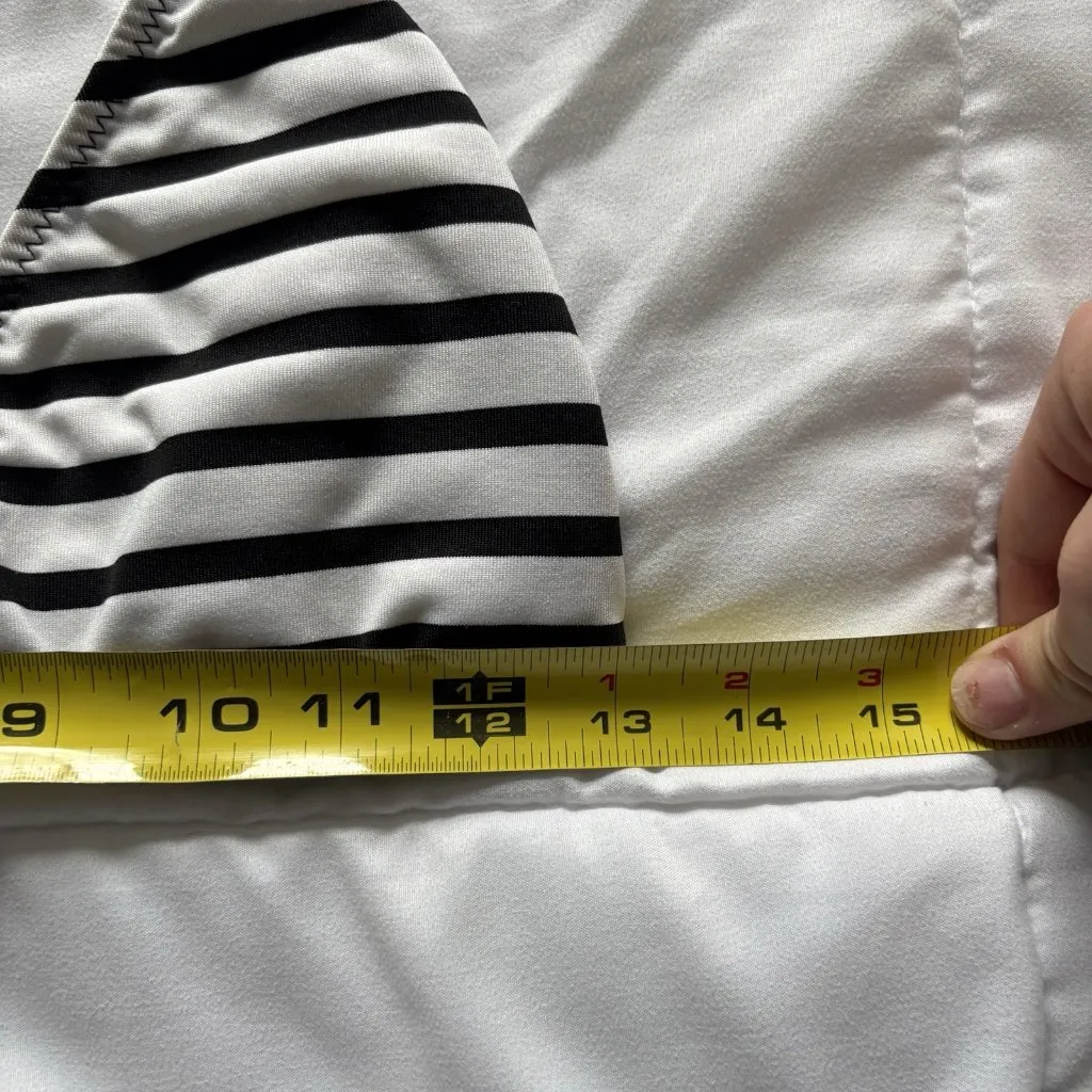 Becca Womens Size Large String Bikini Top Black White Striped Swimsuit Beach - Image 2