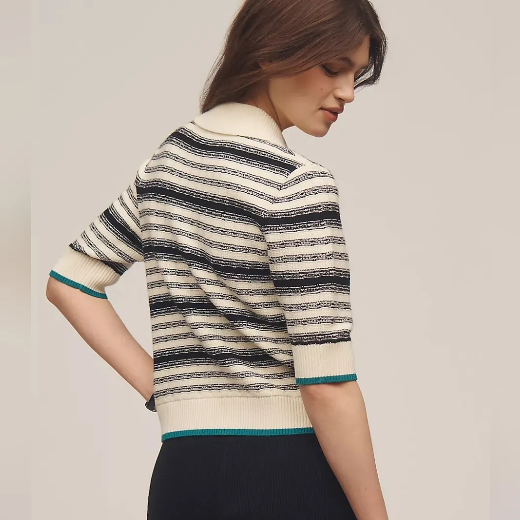 Maeve The Kinsley Collared Crop Cardigan Sweater - Image 2