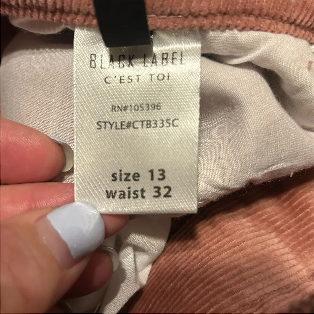 Black Label Women's High Waist Skinny Corduroy Pants Pink Waist 32 Size 13 - Image 13