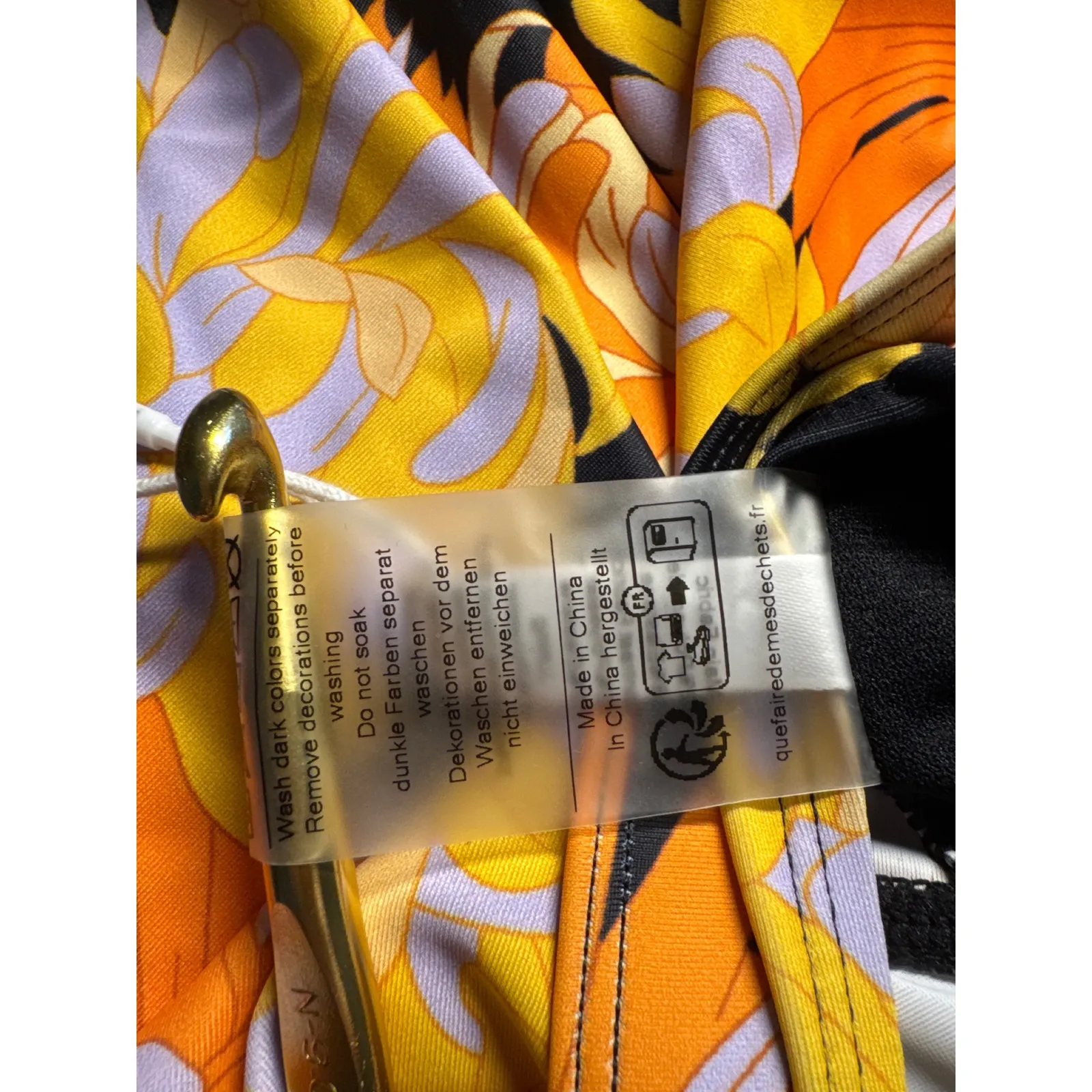 Daci 16W Floral Swim Dress Tankini Top Skirt Swimsuit Black Orange Yellow Purple - Image 8