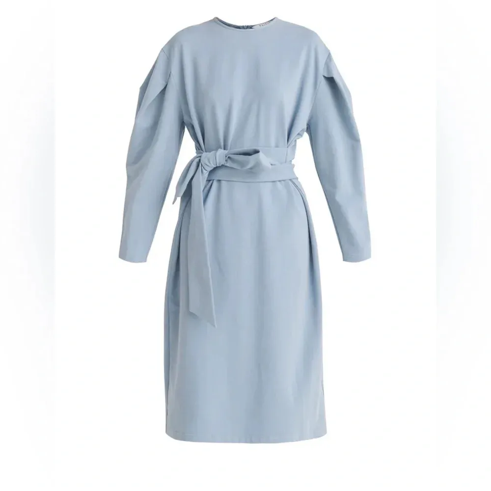 NWT ASOS Paisie cotton blend light blue sweatshirt jersey Ls dress belted - Image 2
