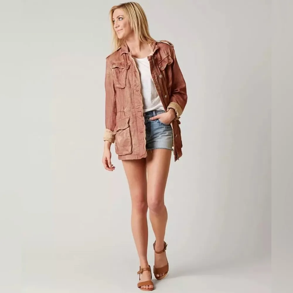 ❤️Free People Double Cloth Military Jacket Pink - Image 4