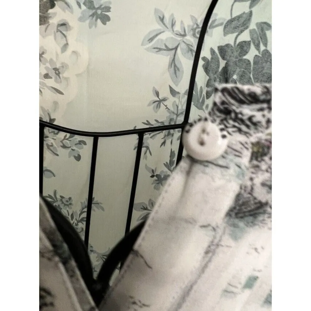 Leifnotes Top Size 4 In Spades Blouse Floral Heart Ship Print Sheer - Image 2