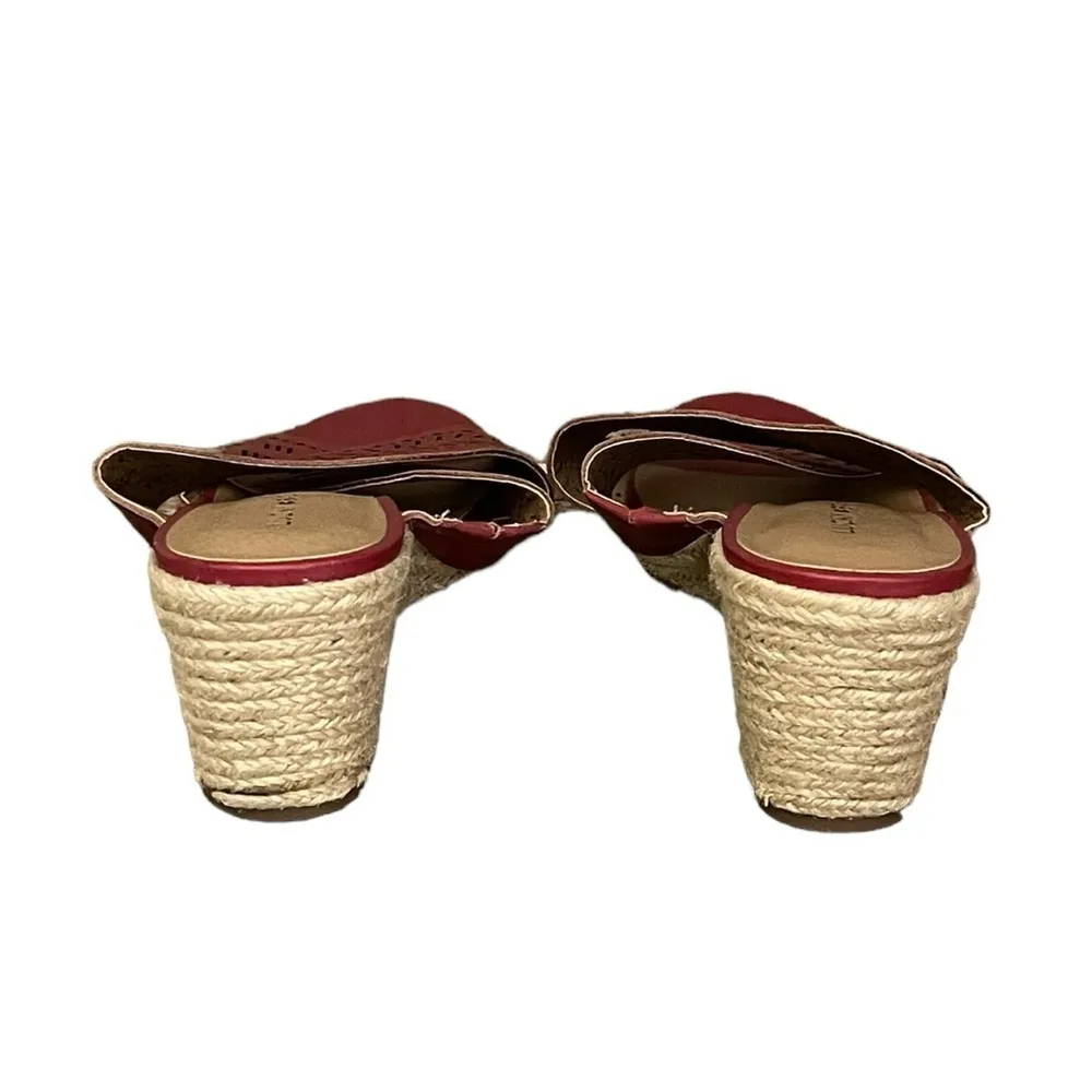 Lucky Brand Wedge Keela Rosewood Open Toe Leather Slip On  Sandals Size 8 Beach - Image 5