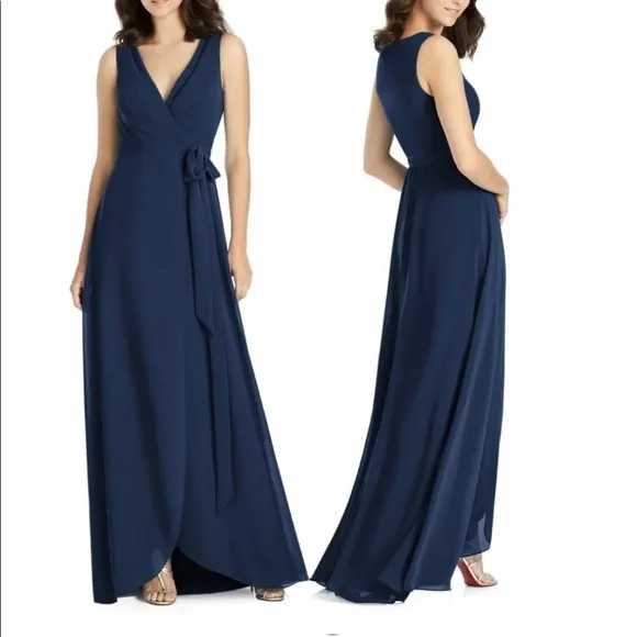 NWT JENNY PACKHAM Chiffon Wrap Gown in Midnight Size 0 Blue - Image 2