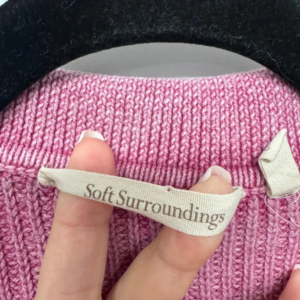 Soft Surroundings Womens Wilde Fiery Fuchsia Pink V Neck Sweater Size Medium - Image 4