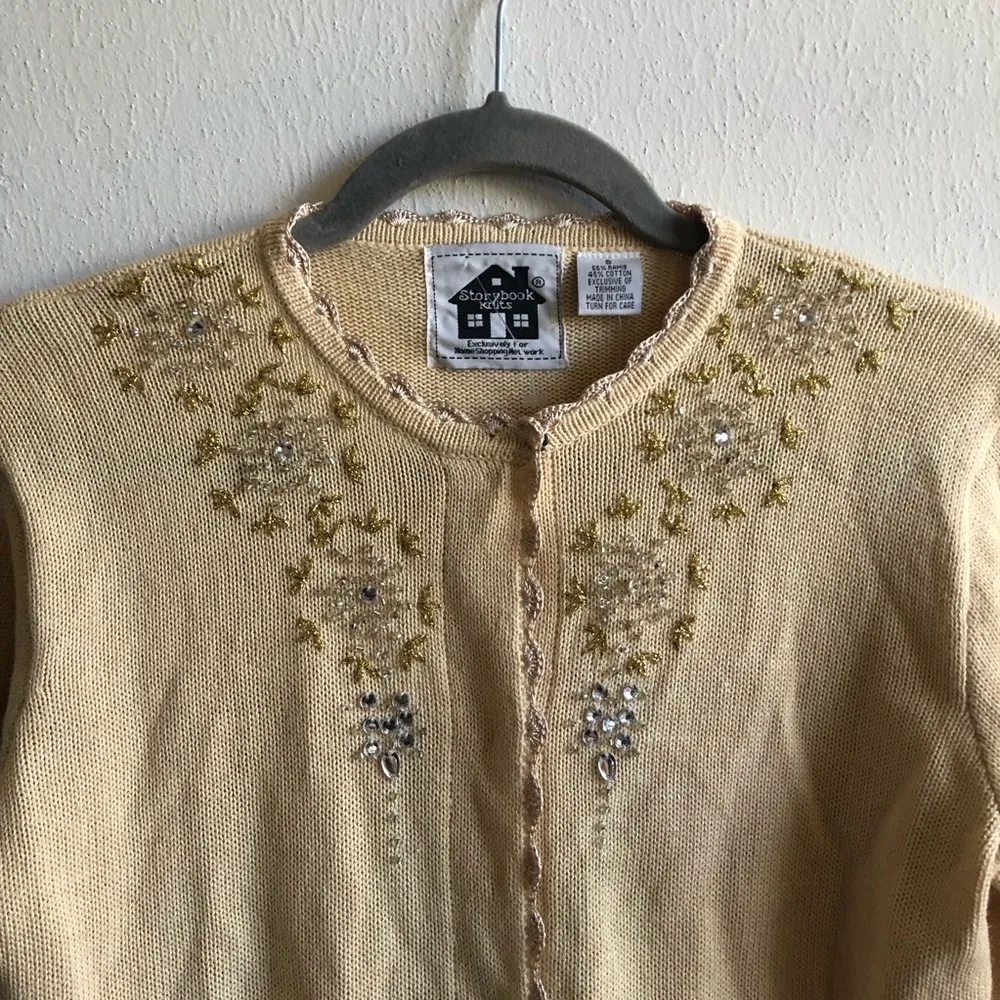 Storybook Knits Holiday Sweater Beaded Sequins Reindeer Cardigan S NWT Christmas - Image 3