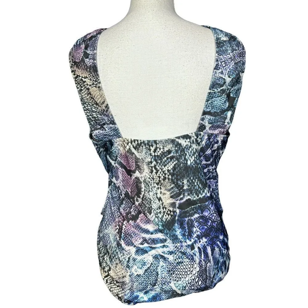 New Monif C Swimsuit w/Cover Up Plus Size 1X Havana Bandage Purple Snake Print - Image 3
