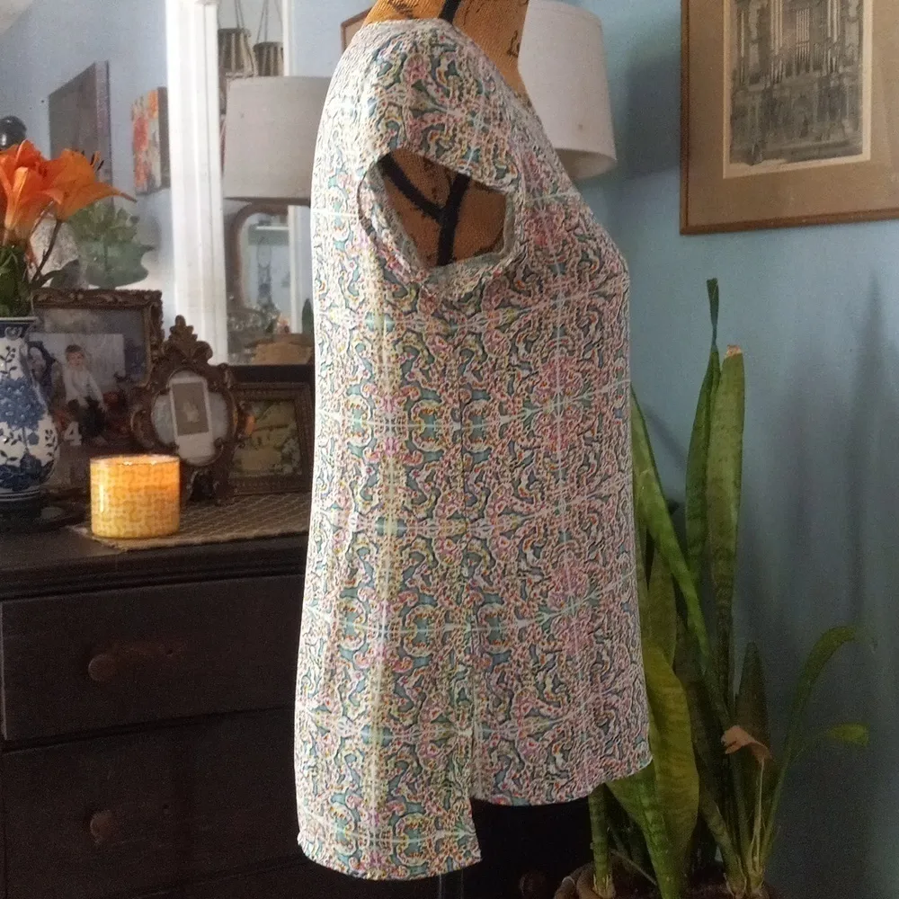 The Limited Multicolored Kaleidoscope Print Semi-Sheer Pocket Blouse - Image 6