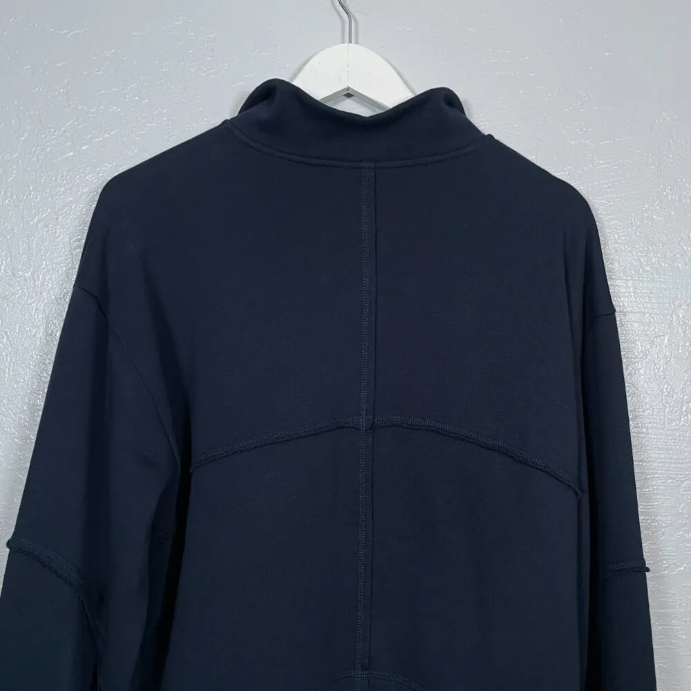 Sweaty Betty Women 12 Navy Blue Revive Lounge Half Zip Pullover Crop Sweatshirt - Image 8