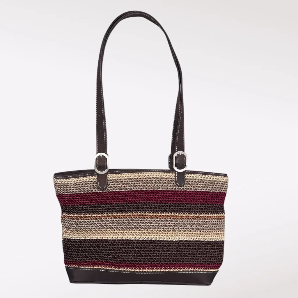The Sak Y2K Knit Shoulder Bag Brown Striped Nylon  - Image 3