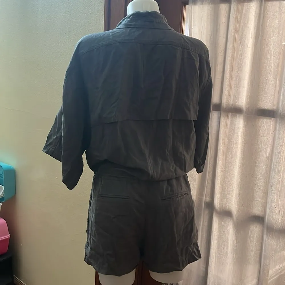 T by Alexander Wang Linen Tencel Romper Shorts Smoke Gray Feliz Size M - Image 10