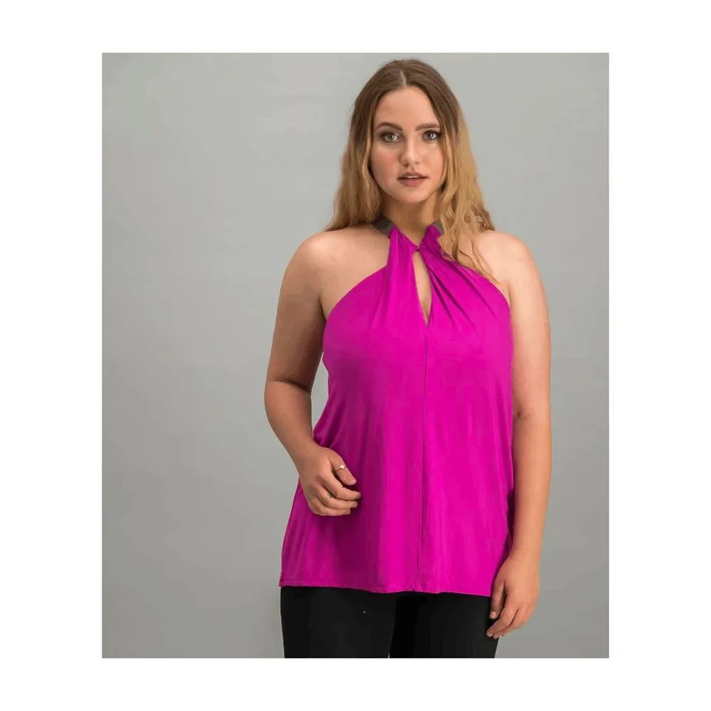 Apres Ramy Brook Magenta Gray Lisa Cross Front Tank Top, Medium - Image 8