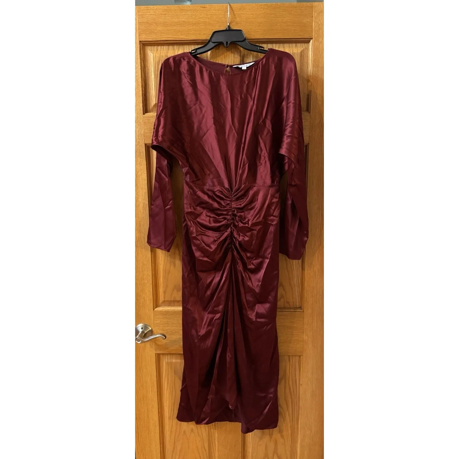 Veronica Beard Sabri Ruched Stretch-silk Satin Midi Dress - Red $1278.00… - Image 4