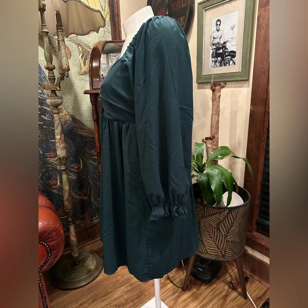 EUC ENTRÓ ANTHROPOLOGY HUNTER GREEN JUMPER/ mini DRESS LONG SLEEVE - Image 5