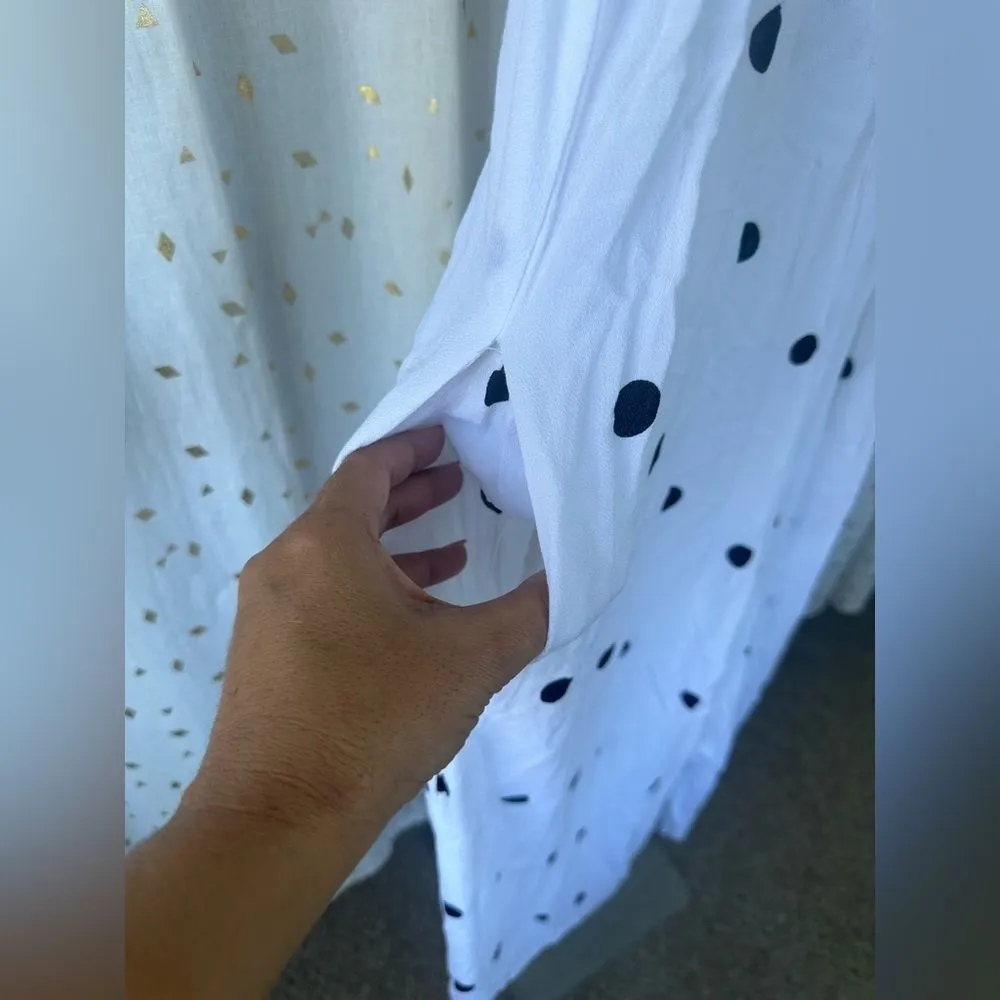 Ava Sky Fighting Eel Polka Dot Hawaiian Midi Jumpsuit Romper Pockets XS White - Image 6