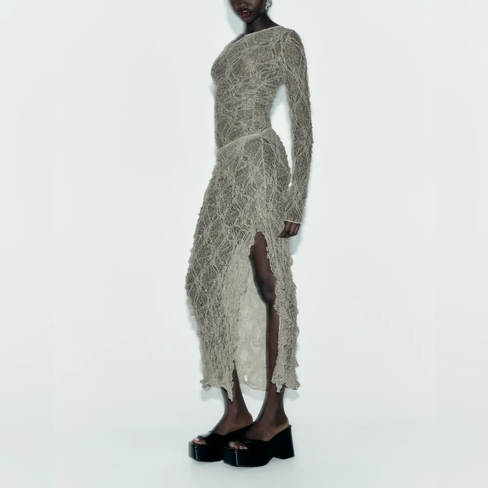 NWT Zara ASYMMETRIC RUFFLE LACE BODYSUIT Size L - Image 3