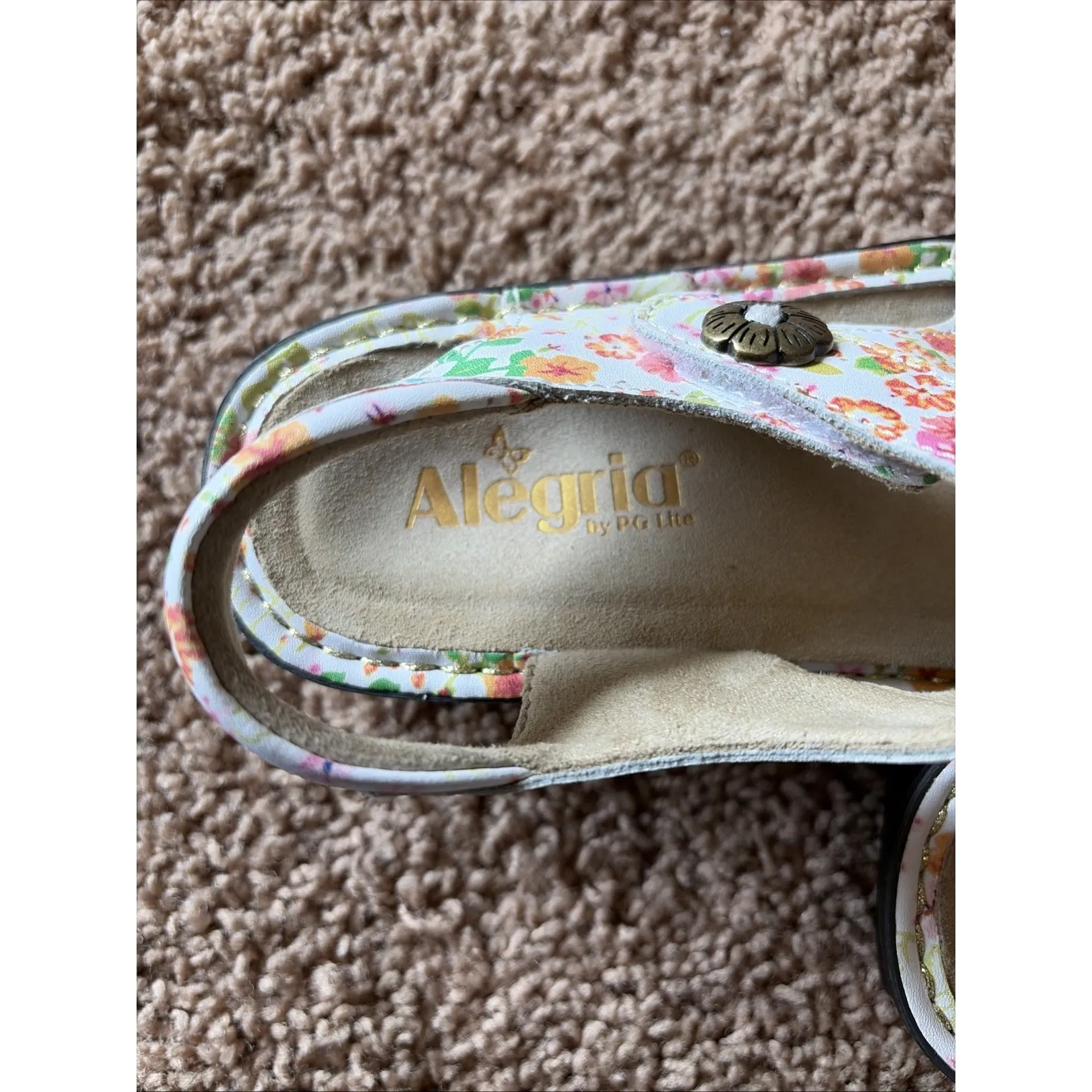 Alegria White Leather Floral Flower BECKIE Prime Time Comfort Sandal Shoes 37 - Image 11