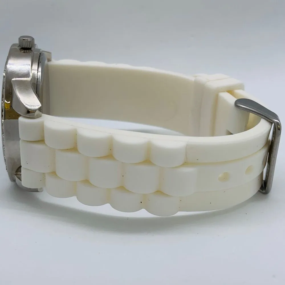 Game Time 38mm NHL Silver Tone dial White Silicone Band runs - Image 3