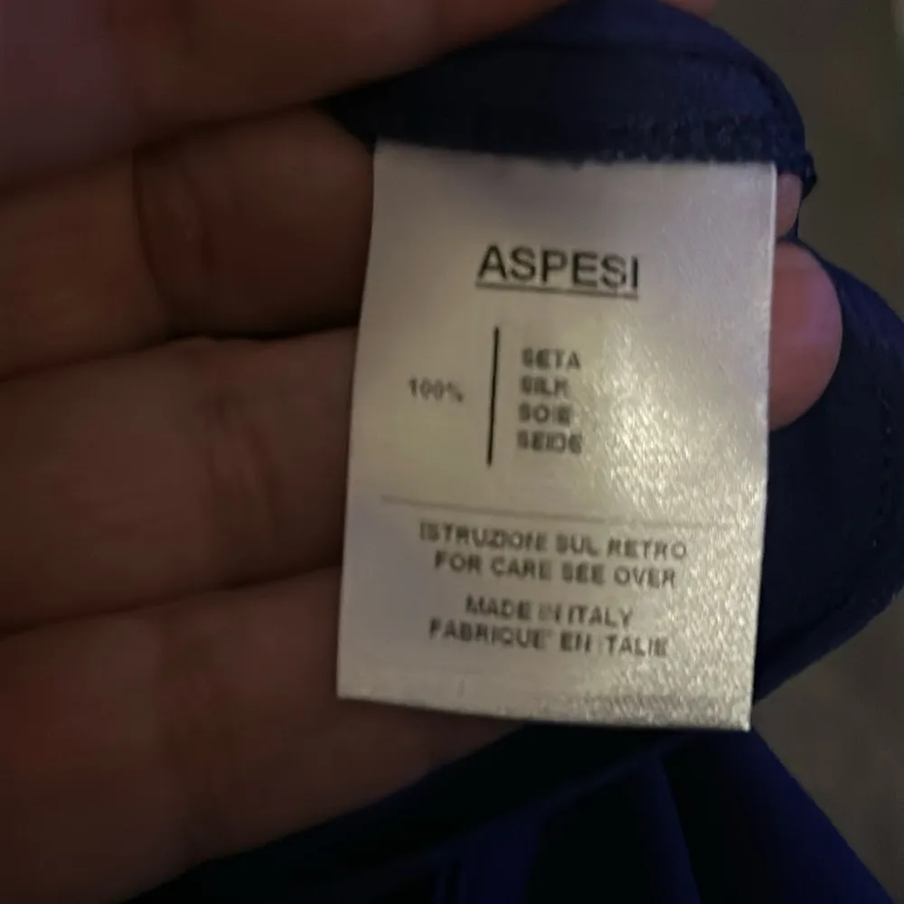 ASPESI SILK Navy MINI‎ DRESS Size 42 Size Medium Blue - Image 3