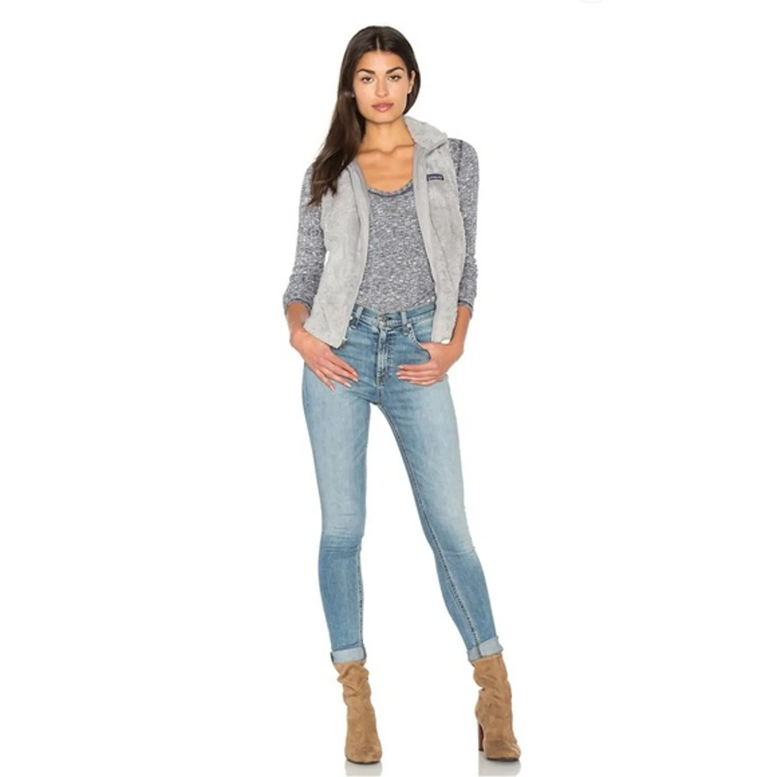 Patagonia Los Gatos Fleece Vest Size Medium Grey Womens Full Zip - Image 15