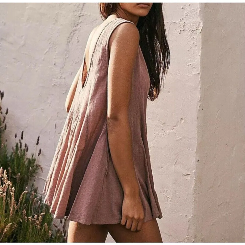 Free People Just For You Playsuit in Elderberry Tea Sz S - Image 2