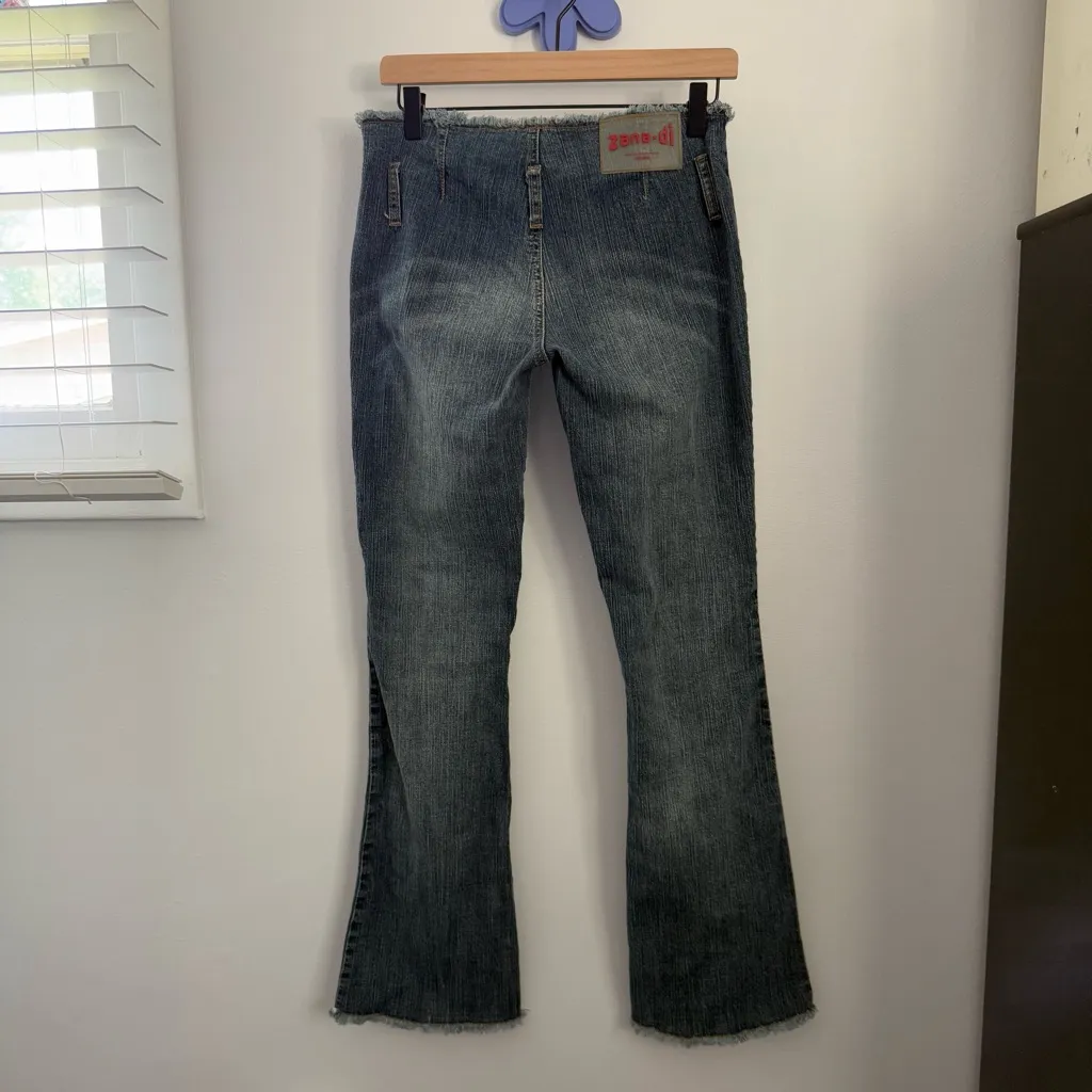 Zana Di 3 Juniors Low Rise Bootcut Jeans Cut Off Waist Y2K 2000s Grunge Emo - Image 3