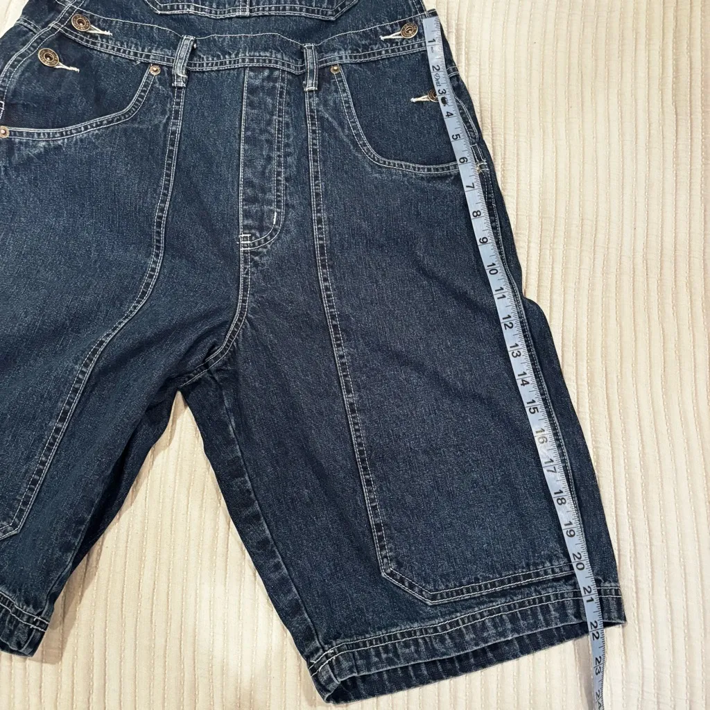 Route 66 Vintage 90's Denim Overall Long Jorts 100% Cotton Dark Wash Size M - Image 13