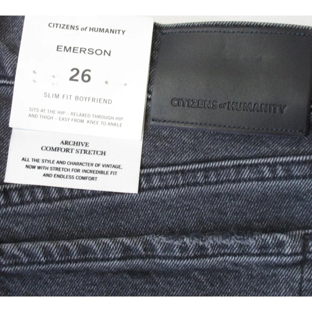 NWT Citizens of Humanity Emerson in Black Pepper Slim Boyfriend Crop Jeans 26 - Image 8