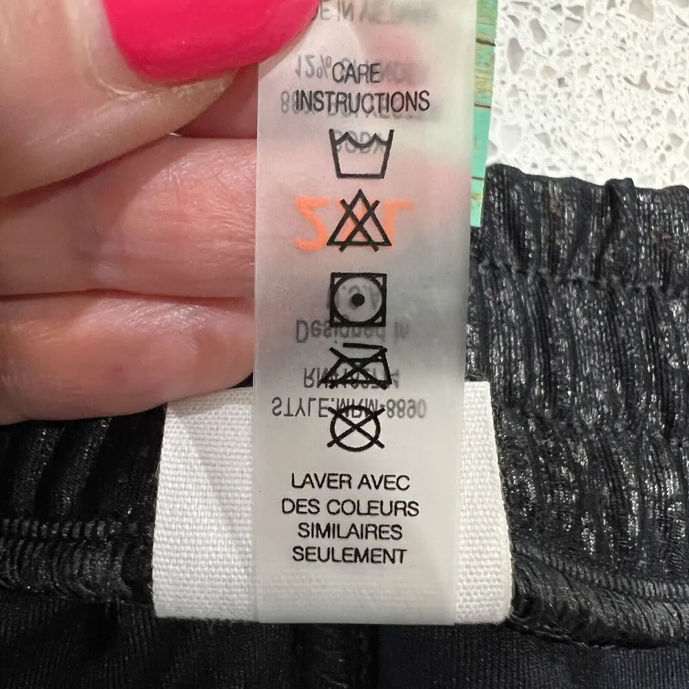 Viral TikTok Sz 2XL Pebble Joggers Pull On Pants Shiny Black Boutique MR Basics - Image 10