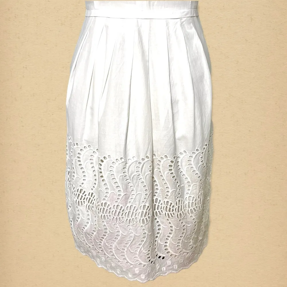 J. Crew White Delaney Eyelet Shift Dress with Pockets 4 Small - Image 8