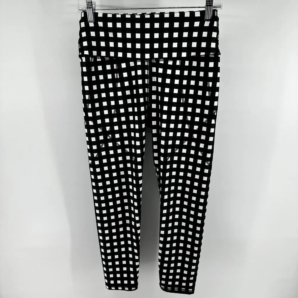 Albion Lift Bra Stride 7/8 Legging Set Gingham Pocket Racerback Black White XS - Image 6