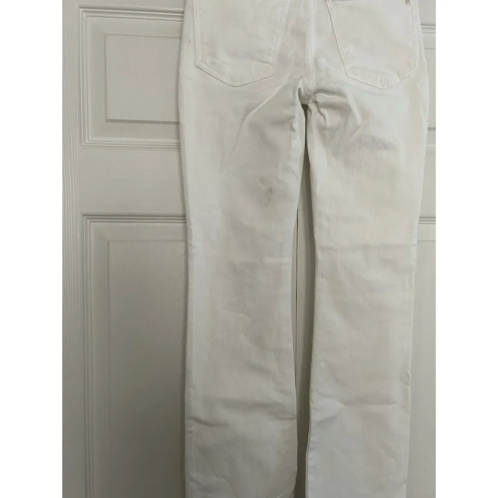 Madewell Mid Rise Kick Out Ankle Length Jeans Pure White Womens Size 23 - Image 7