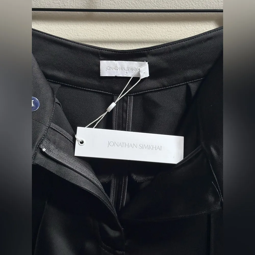 NEW Johnathan Simkhai Kyra Black Tailored Wide Leg Satin Pants Women’s 6 - Image 8