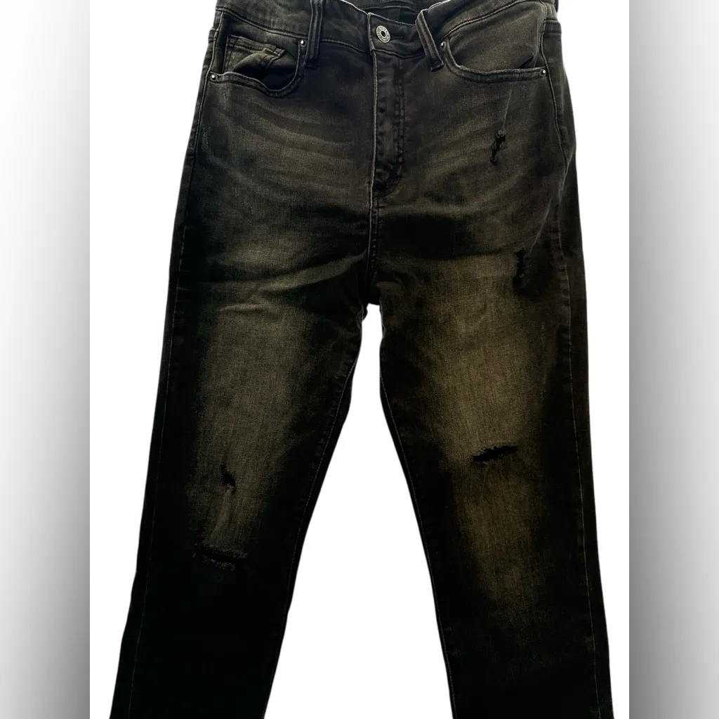 Risen Los Angeles Black Distressed Skinny Jeans Size 11/30 High Rise Stretch - Image 2