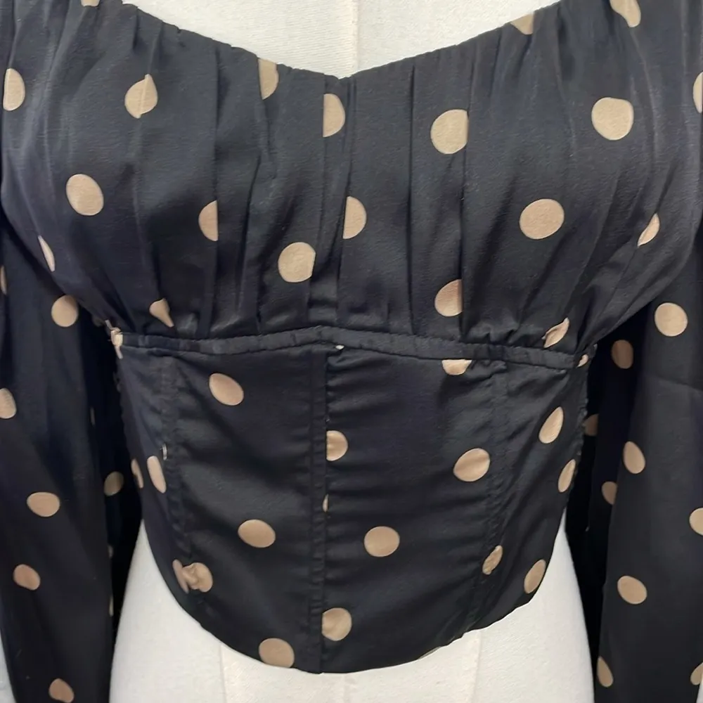 Blu Pepper Satin Corset Dot Top - Image 3