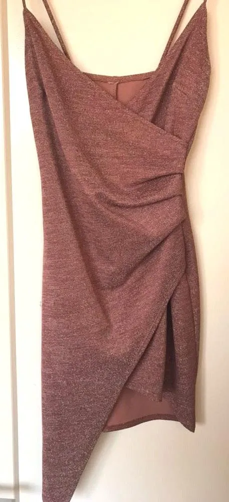 Mauve Sparkling Slit Dress Pink - Image 3