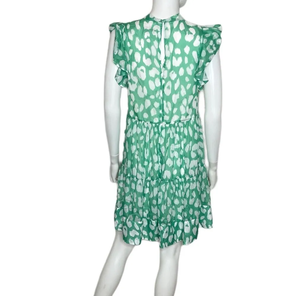 Milly Women’s Mona Jungle Leopard-Print Tiered Chiffon Dress Sz P - Image 4