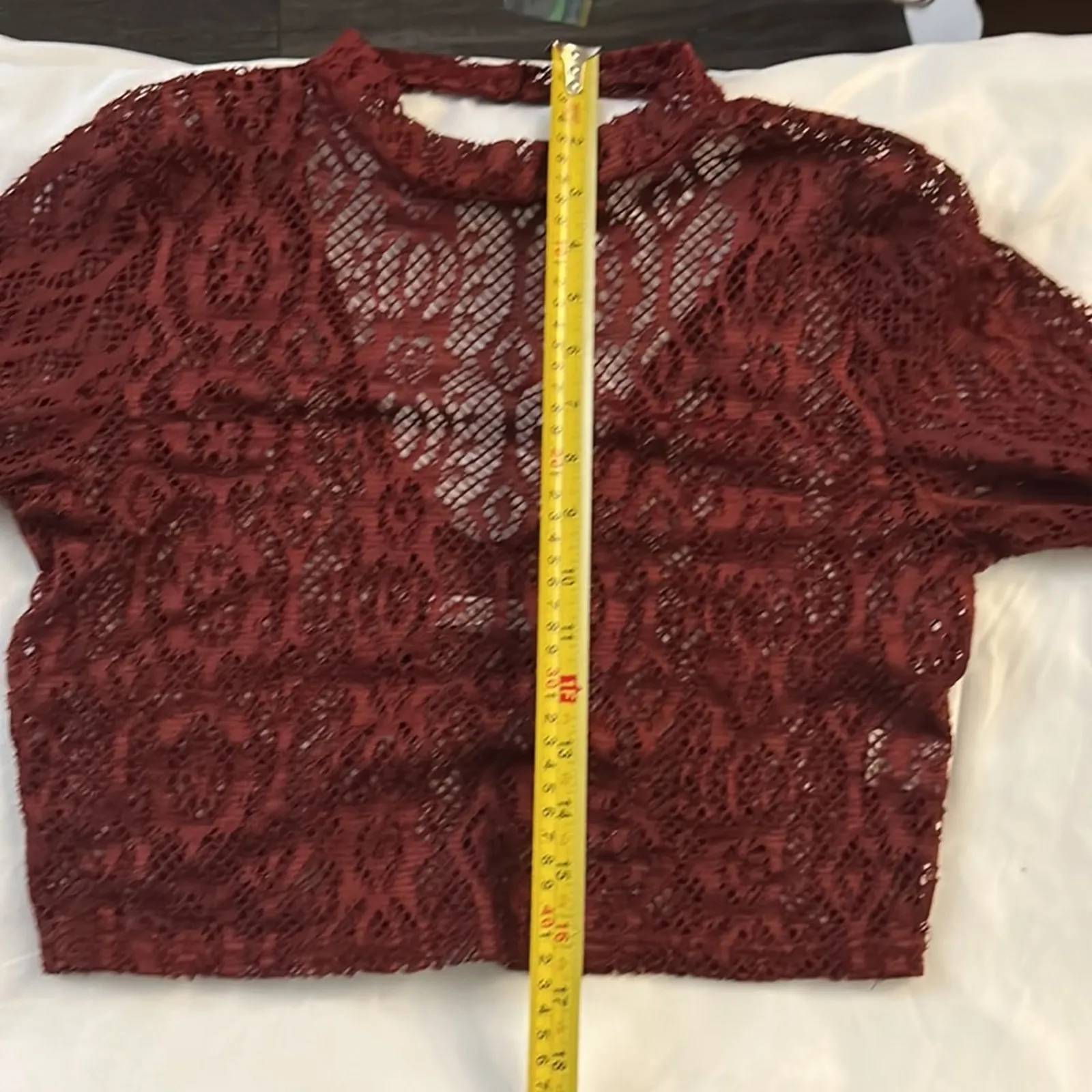 Love Riche Long Sleeve Maroon Lace Top M Coquette Girl Bohemian Punk Rocker Goth - Image 8