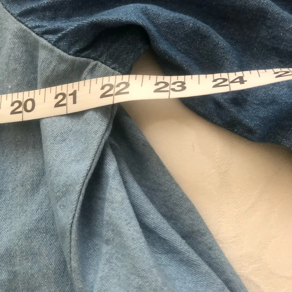 Good Time USA Blue Denim Long Sleeve Frayed denim Shirt NWT L Size L - Image 7