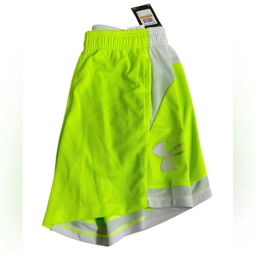 NWT UA Under Armour Women's Baseline 6" Shorts Sz SMALL Fluorescent Green Yellow - Image 4