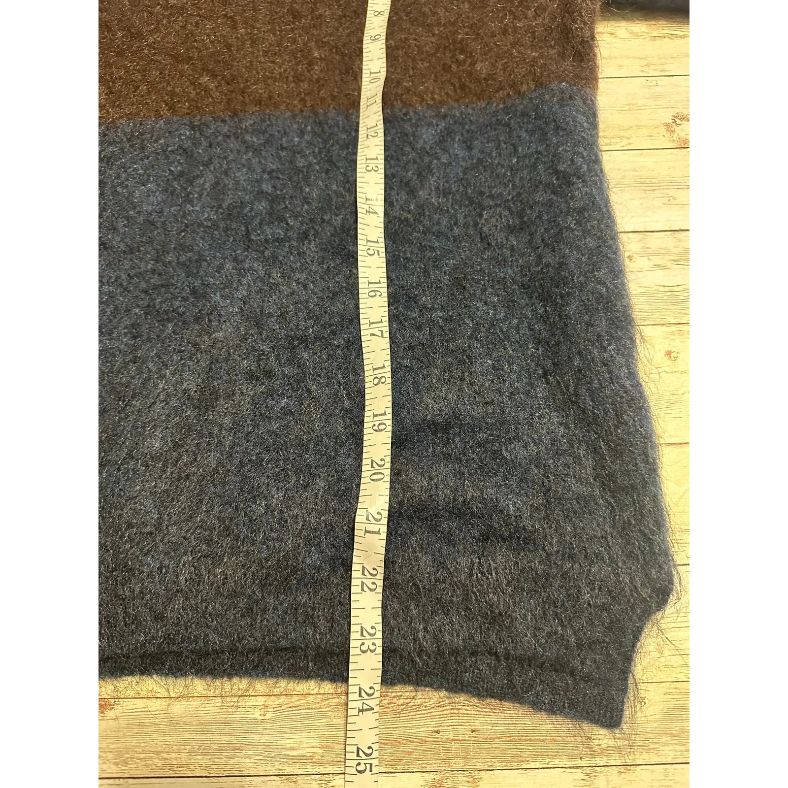 Wrap London Mohair Merino Crewneck Sweater Color Size 4 Blue Brown Gold Soft - Image 8