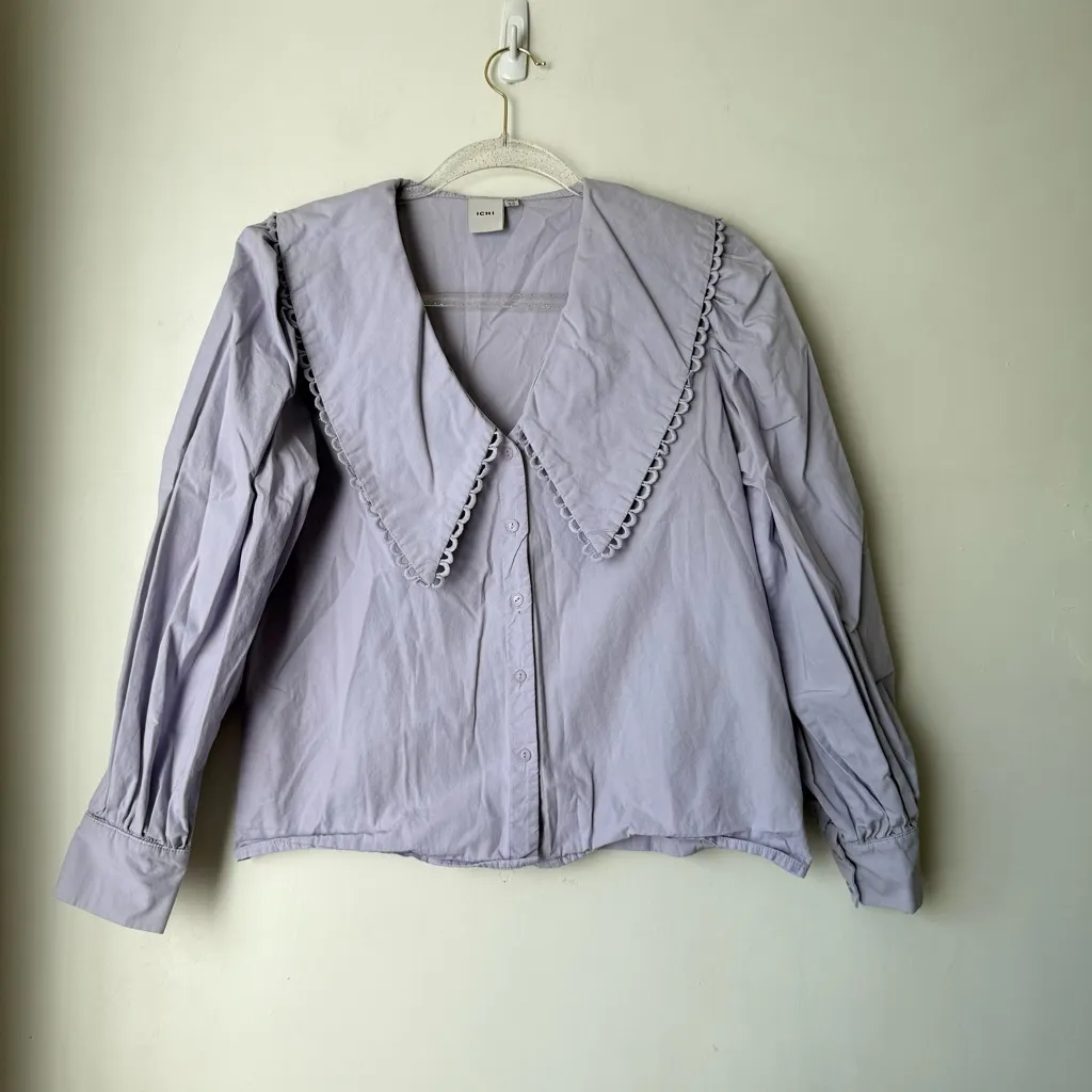Anthropologie Ichi Light Purple Collared Button-Down Blouse 36 / US S - Image 5