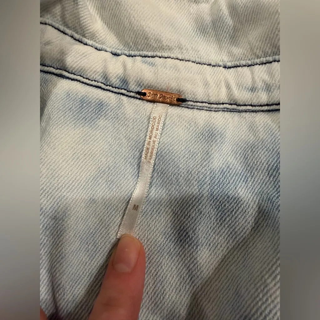 Free People Nicole Denim Shirtdress in a light wash with a tiered - Image 3