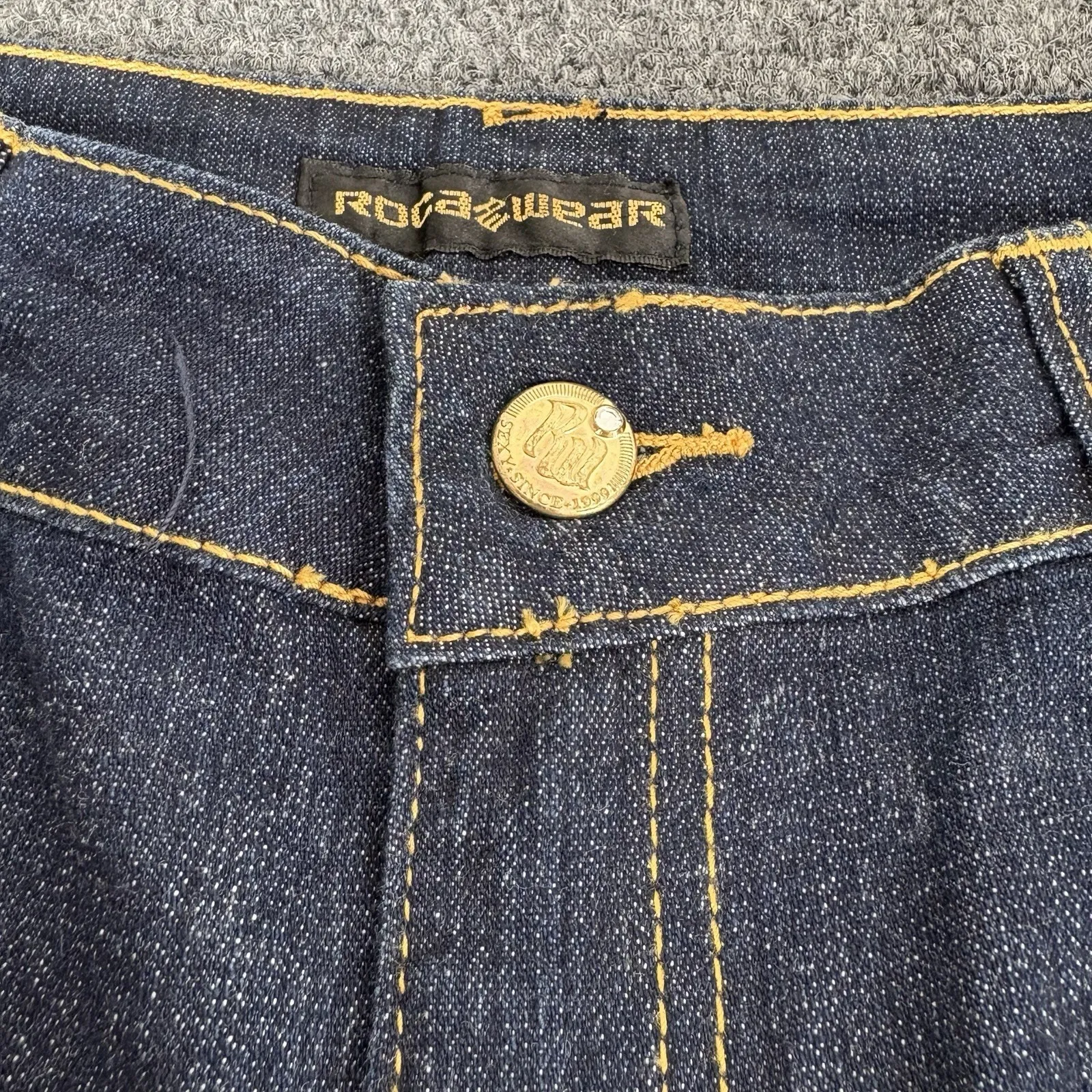 Vintage Y2K Juniors Roca Wear Flare Jeans Size 7 Sequin Gold Pockets Hip hop NWT - Image 5