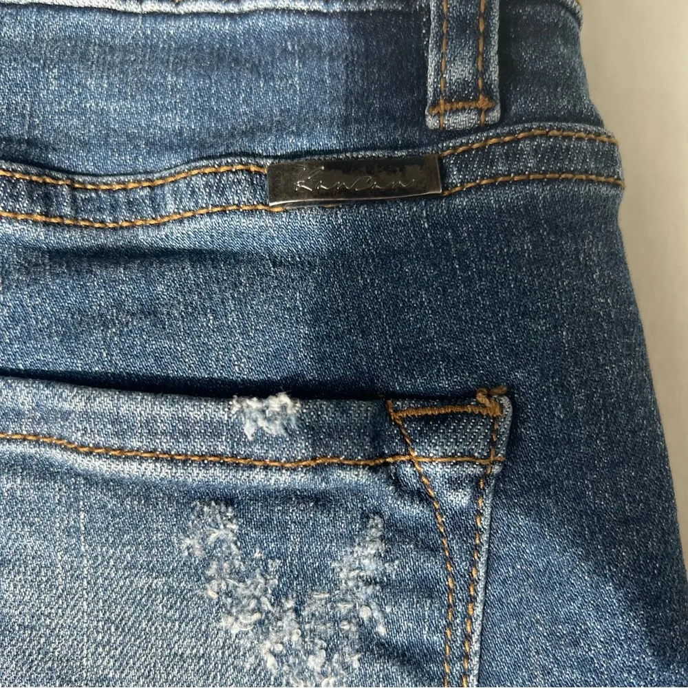 Kancan High rise stretch denim shorts dark wash medium - Image 4